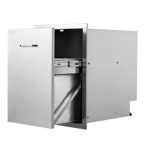 VEVOR Pull Out Trash Drawer 17.7x25x22.8 Inch Raised Style Trash Bin with Pull-Out Tray Stainless Steel Trash Drawer with Handle for Outdoor Kitc