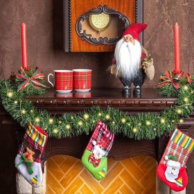 393.3 Inch Christmas Garland With 3 Warm Light Strings Artificial Pine Needles Garland Faux Pine Greenery Stems Twist Wired Tree Branches Wreath (Color: green)