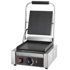 VEVOR Commercial Panini Grill, 1800W Electric Sandwich Panini Maker, Stainless Steel Sandwichs Press Grill with Handle and Temp Control (Pan Size: 9 x 9 inch, Power: 1800 W)